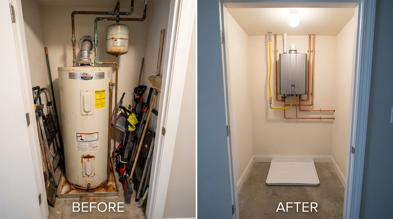 Tank water heater versus wall-mounted tankless unit comparison for Paramus, NJ homeowners